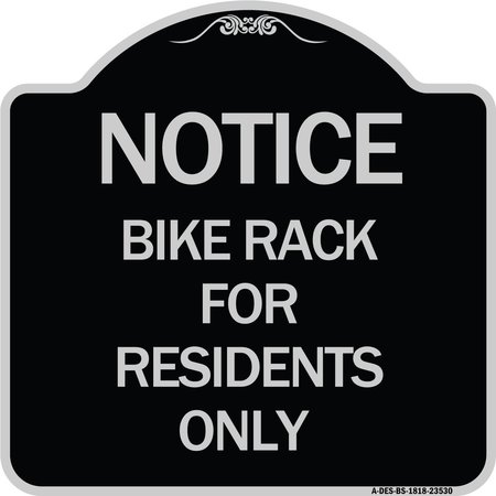 SIGNMISSION Bike Rack for Residents Heavy-Gauge Aluminum Architectural Sign, 18" x 18", BS-1818-23530 A-DES-BS-1818-23530